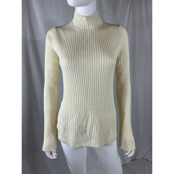 Chlo� Ribbed White Wool And Cashmere-Blend Turtleneck Sweater Size L - Picture 1 of 3